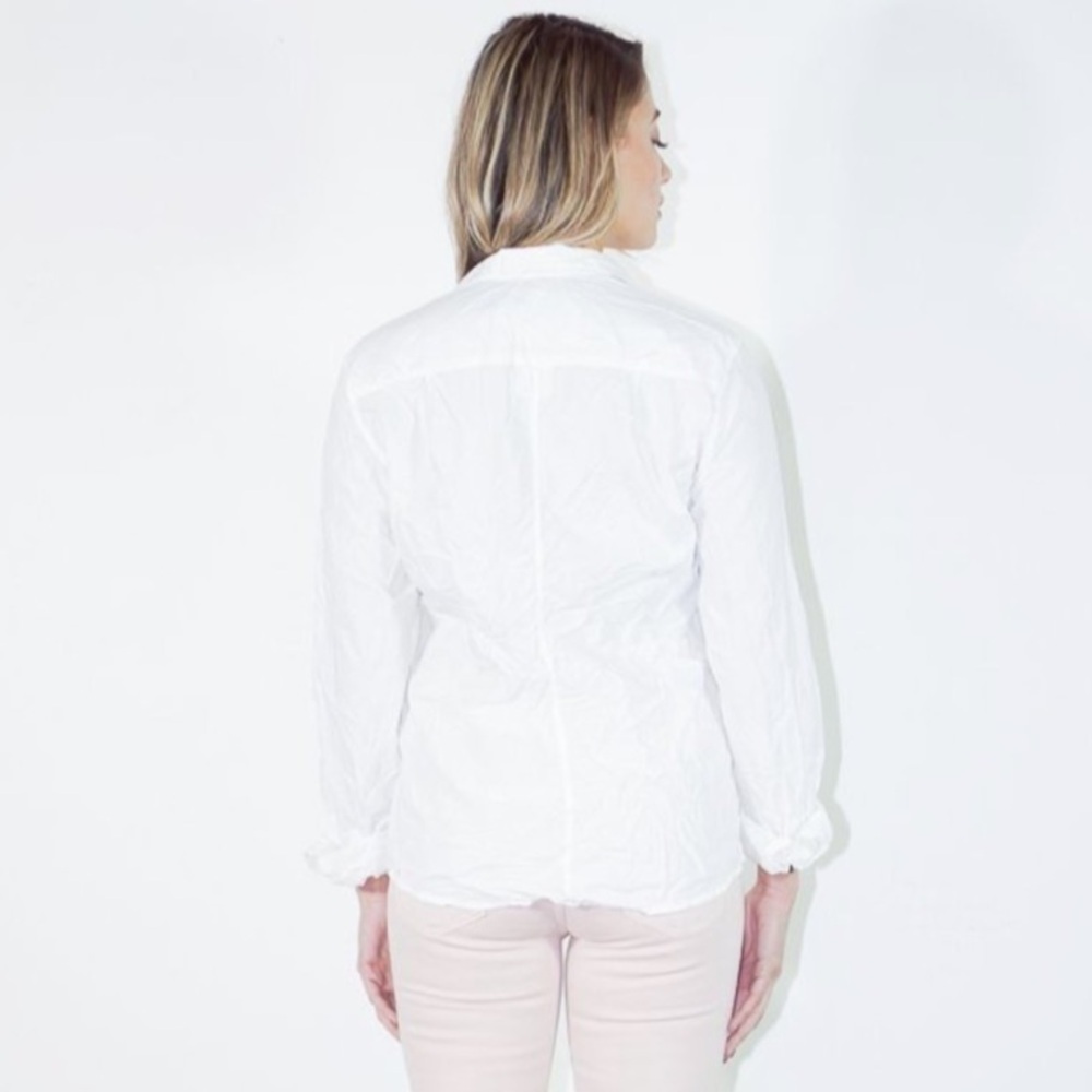Frank & Eileen Barry Tailored Button Up Shirt Textured Tonal Stripe White Medium - Picture 2 of 16